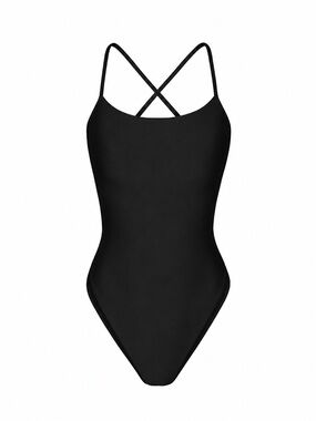 SKIMS Black One-Piece Swimsuit with Crisscross Straps